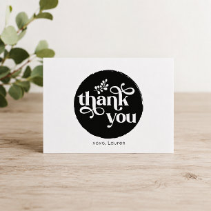 Personalized Vintage Circle Flat Thank You Card