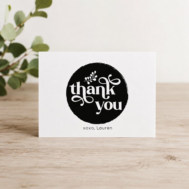 Personalized Vintage Circle Flat Thank You Card (Personalized Thank You Card)