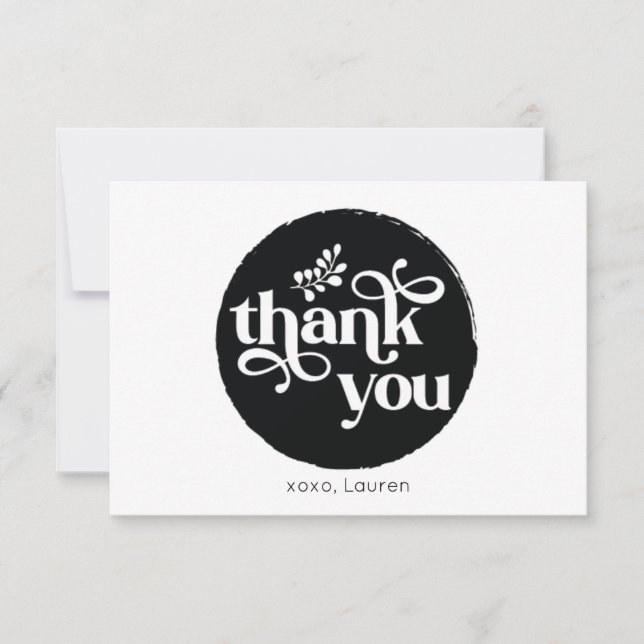 Personalized Vintage Circle Flat Thank You Card (Front)