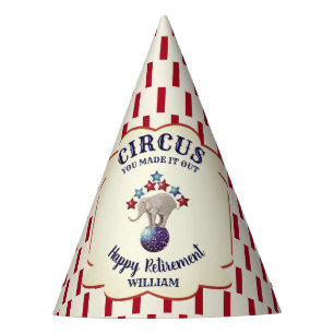 Personalized Vintage Circus Elephant Retirement Party Hat