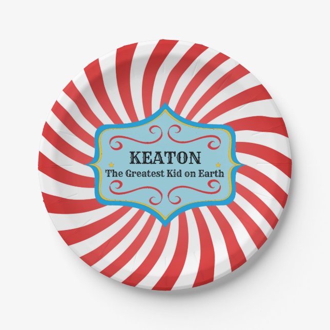 Personalized Vintage Circus Party Plates (Front)