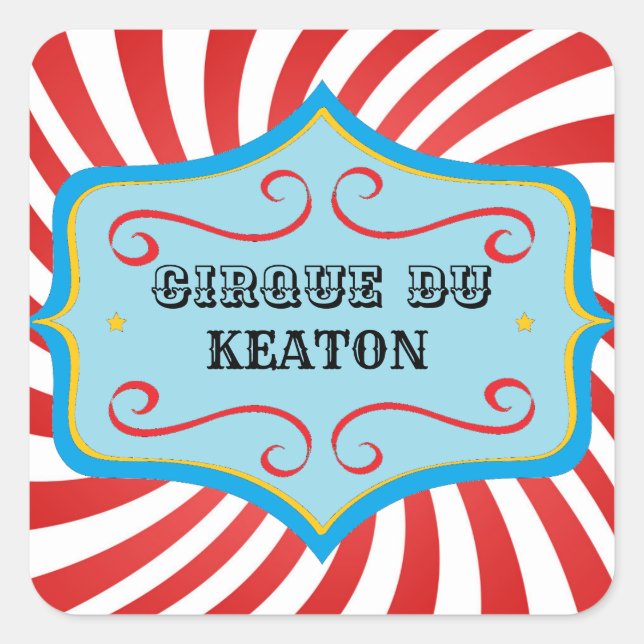 Personalized Vintage Circus Party Stickers (Front)
