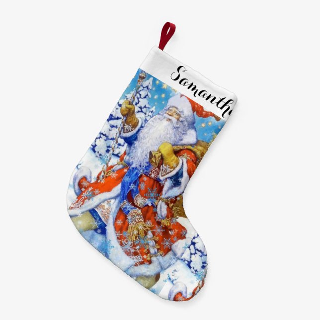 Personalized vintage classic Santa clause Small Christmas Stocking (Front (Hanging))