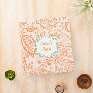 Personalized Vintage Coral and Aqua Floral Binder