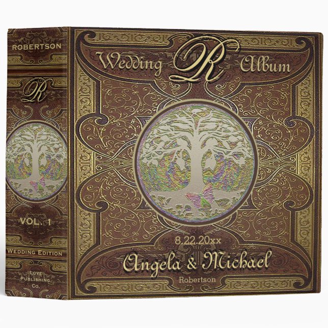 Personalized Vintage Custom Wedding Album Binder (Front/Spine)
