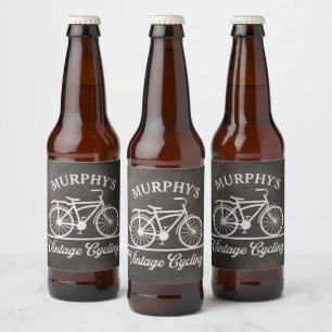 Personalized Vintage Cycling Retro Bicycle Beer Bottle Label