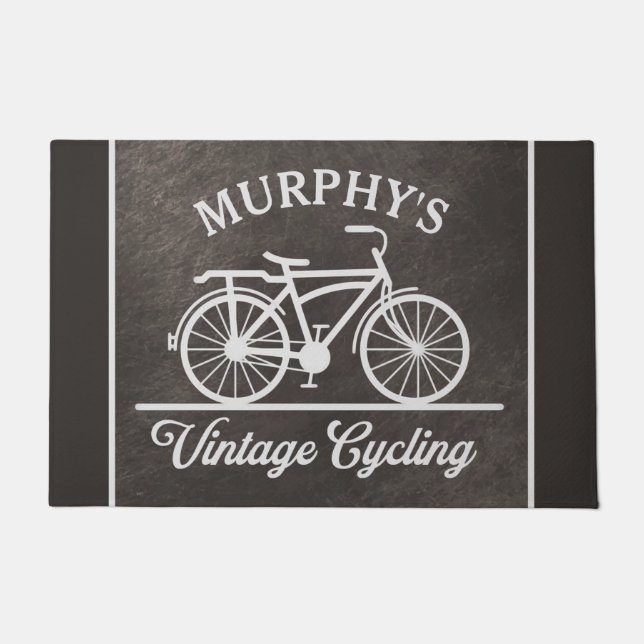 Personalized Vintage Cycling Retro Bicycle Doormat (Front)