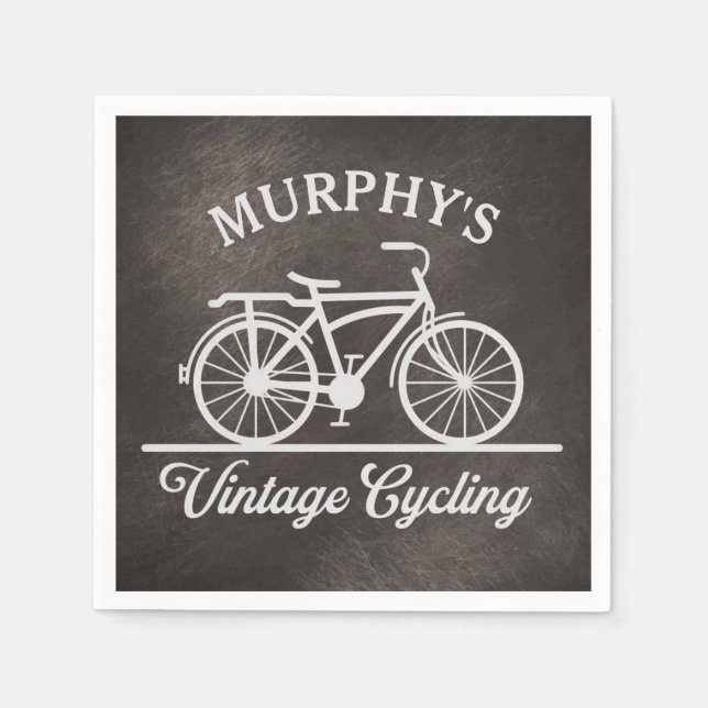 Personalized Vintage Cycling Retro Bicycle Napkin (Front)