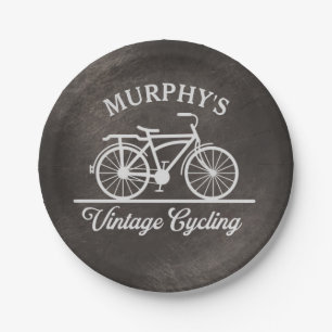 Personalized Vintage Cycling Retro Bicycle Paper Plate