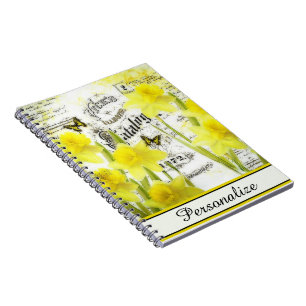 Personalized Vintage daffodils Notebook
