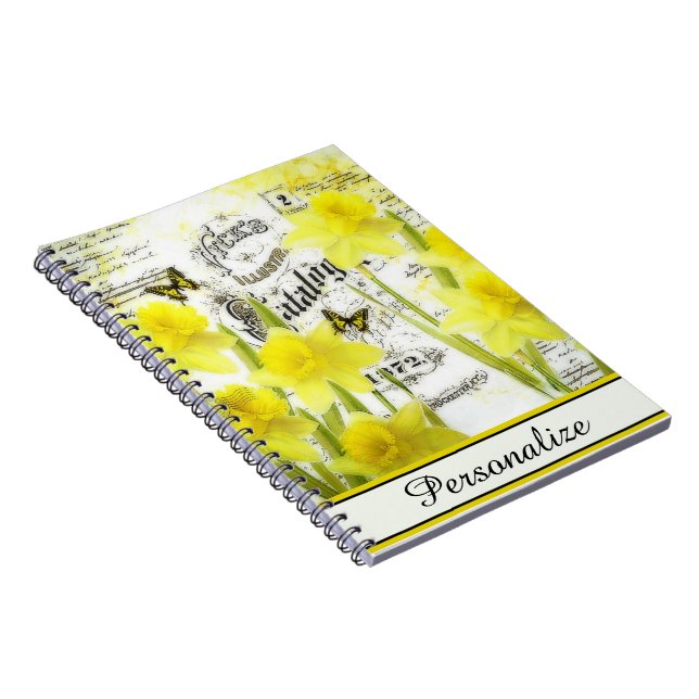 Personalized Vintage daffodils Notebook (Right Side)
