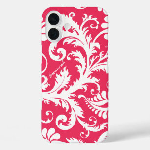 Personalized Vintage Damask change pink iPhone 16 Plus Case