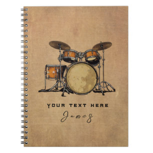 Personalized Vintage Drum Set Music Drummer    Not Notebook