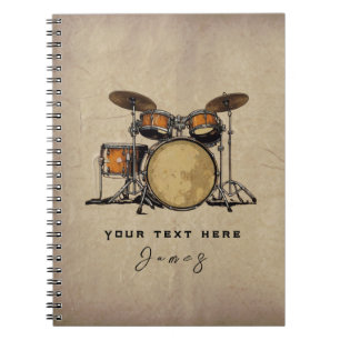 Personalized Vintage Drum Set Music Drummer Not Notebook