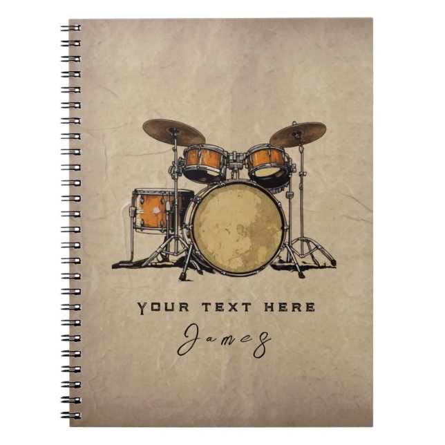 Personalized Vintage Drum Set Music Drummer    Not Notebook (Front)