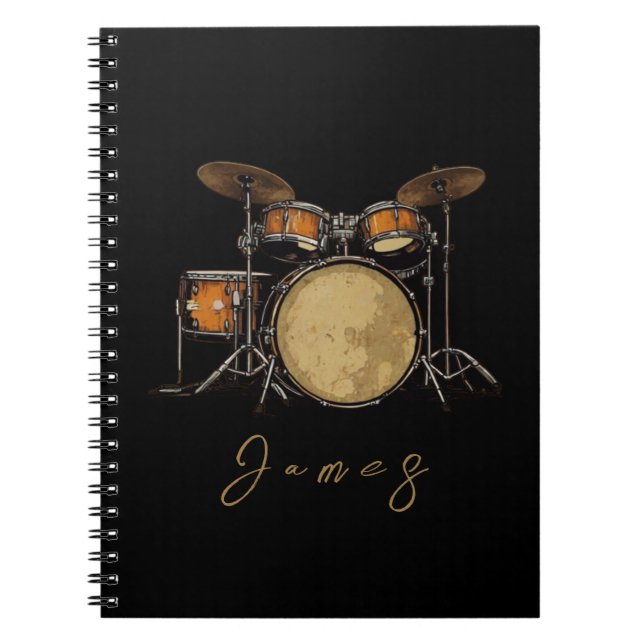 Personalized Vintage Drum Set Music Drummer    Notebook (Front)