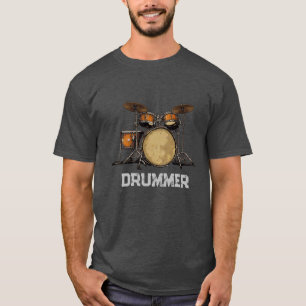 Personalized Vintage Drum Set Music Drummer T-Shir T-Shirt