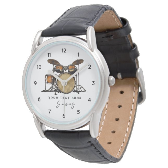 Personalized Vintage Drum Set Music Drummer  Watch (Angled)