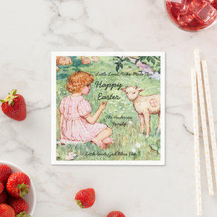 Personalized Vintage Easter Little Lamb Napkin