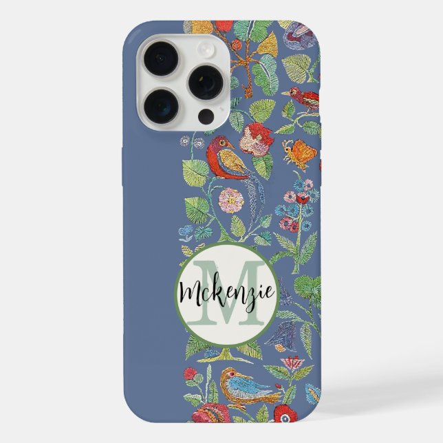 Personalized Vintage Embroidered Pattern iPhone Case (Back)