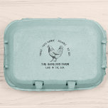 Personalized Vintage Family Farm Egg Carton Rubber Stamp<br><div class="desc">This is the perfect personal touch for any small business selling fresh eggs! This design features a rustic, hand-drawn chicken in the centre with your farm name underneath and "laid in the USA" below that. Around the top it says "fresh, free-range, organic, no soy" so that you can show to...</div>