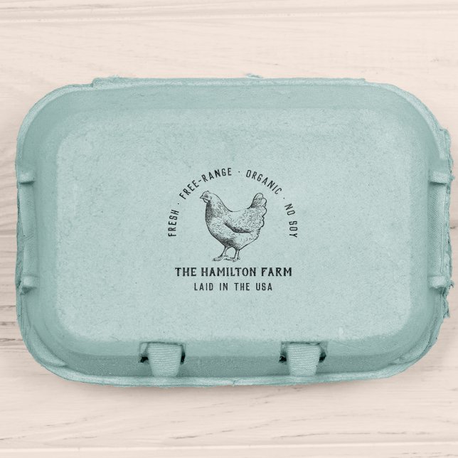 Personalized Vintage Family Farm Egg Carton Rubber Stamp (Creator Uploaded)