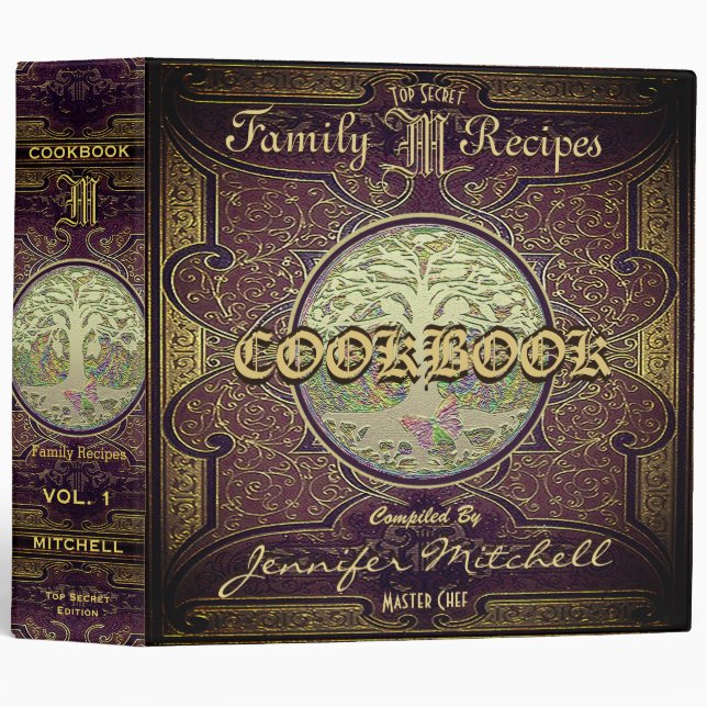 Personalized Vintage Family Recipe Cookbook Binder (Front/Spine)