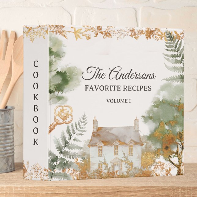 Personalized Vintage Family Recipe Cookbook Binder (In situ)