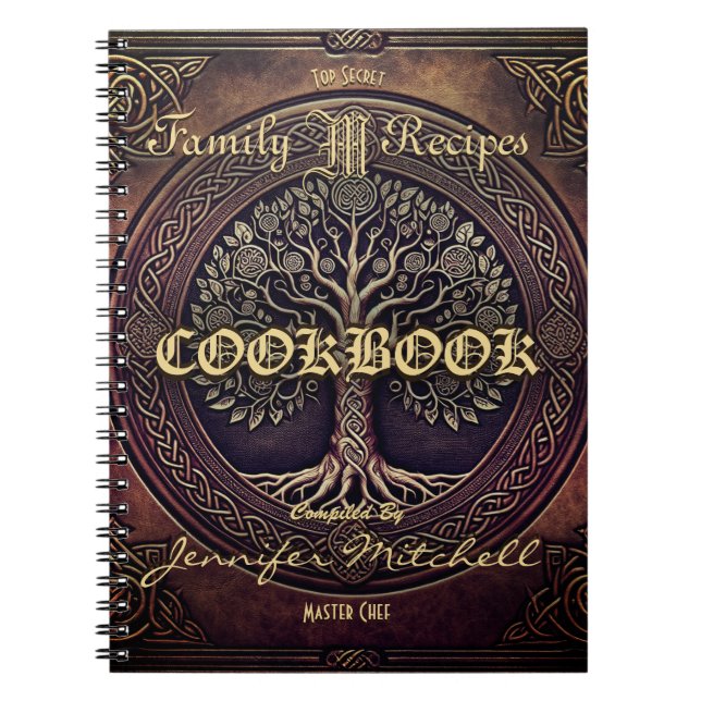 Personalized Vintage Family Recipe Cookbook Notebook (Front)