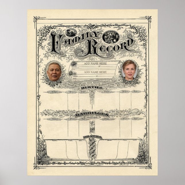 Personalized Vintage Family Record Print (Front)