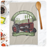 Personalized Vintage Farm Tractor Country Farmer  Kitchen Towel<br><div class="desc">Personalized Vintage Farm Tractor Country Farmer Family Farm - Rolling Hills,  Harvest Fields and Trees,  Cattle Dairy Cows - Customize with your Name or Custom Text!</div>