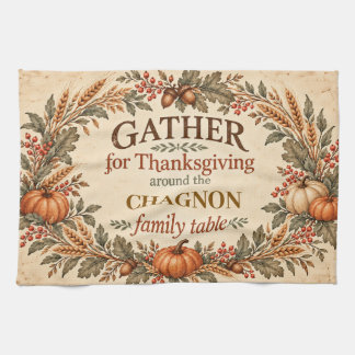Personalized Vintage Farmhouse Thanksgiving Dish T Kitchen Towel