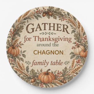 Personalized Vintage Farmhouse Thanksgiving Paper Plate