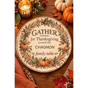 Personalized Vintage Farmhouse Thanksgiving Paper Plate