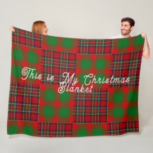 Personalized Vintage Feel Christmas Holiday Plaid  Fleece Blanket