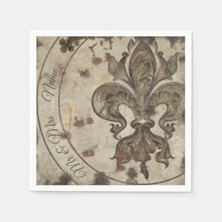 Personalized vintage fleur de lis napkin