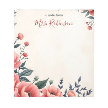 Personalized Vintage Floral Accent Teacher 