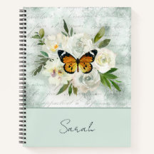 Personalized Vintage Floral Butterfly