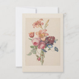 Personalized Vintage Floral Fine Art Bouquet  Thank You Card