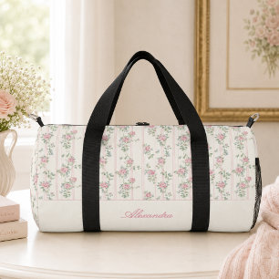 Personalized Vintage Floral Monogram Duffle Bag