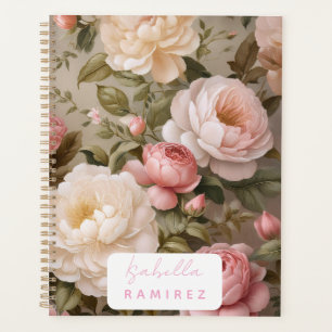 Personalized Vintage Floral Planner with Name
