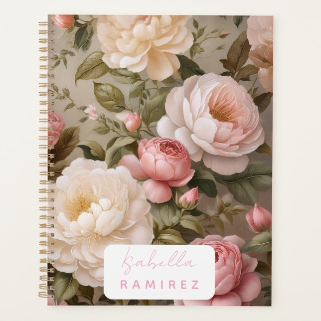 Personalized Vintage Floral Planner with Name (Front)