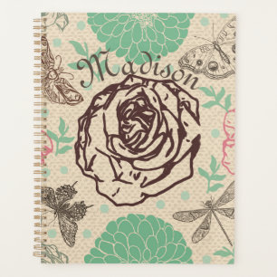 Personalized Vintage Floral Rose Garden Planner