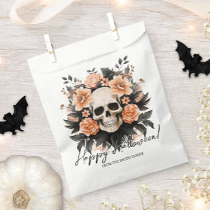Personalized Vintage Floral Skull Halloween Favour Bag