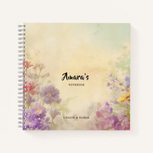 Personalized Vintage Floral Spiral Notebook