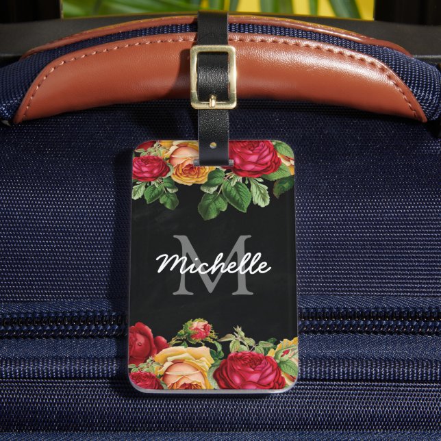 Personalized Vintage Floral Travel Luggage Tag (Front Insitu 2)