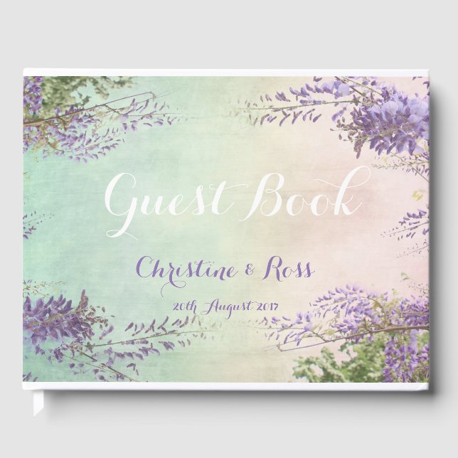 Personalized vintage floral wedding guest book (Front)