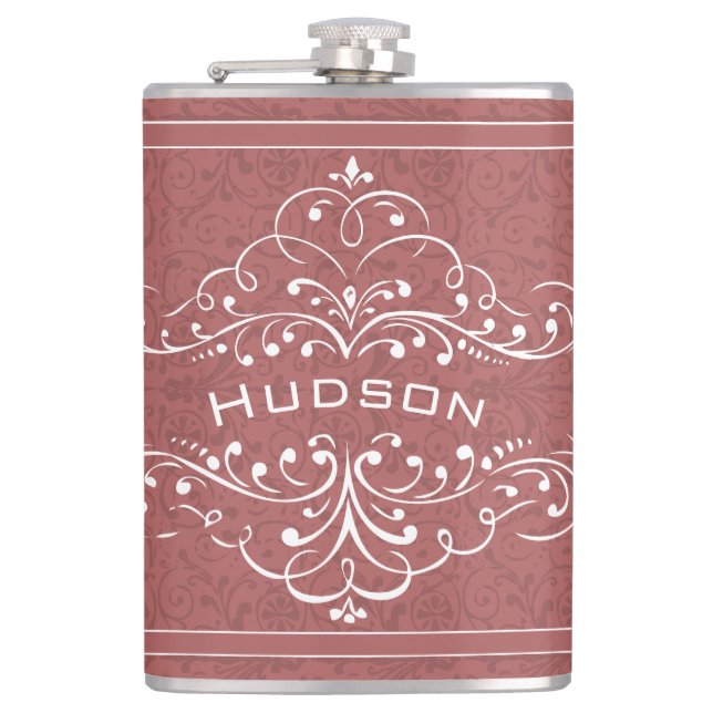 Personalized Vintage Flourish Mr. Hipster Hip Flask (Front)