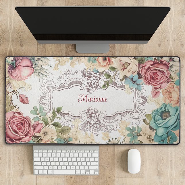 Personalized Vintage French Floral  Desk Mat (Creator Uploaded)