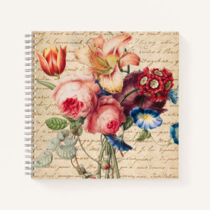 Personalized Vintage French Floral Script  Notebook